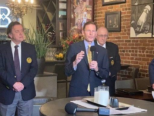 U.S. Senator Richard Blumenthal (D-CT) attends an event in support of Ukraine. 